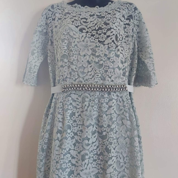 Rickie Freeman Lace Baby blue wedding dres… - Picture 2 of 6